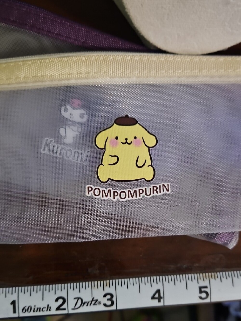 Sanrio Mesh Pouch Set with Purple, Cream, and Bright Blue Trim - Picture 3 of 5